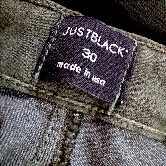 JUSTBLACK Olive Green Denim Stretch Skinny Jeans Just Black Size 30 - Picture 9 of 9